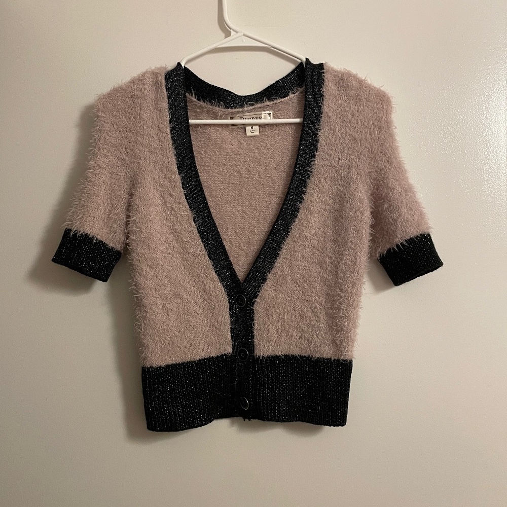 Soft fuzzy button cardigan top Clueless